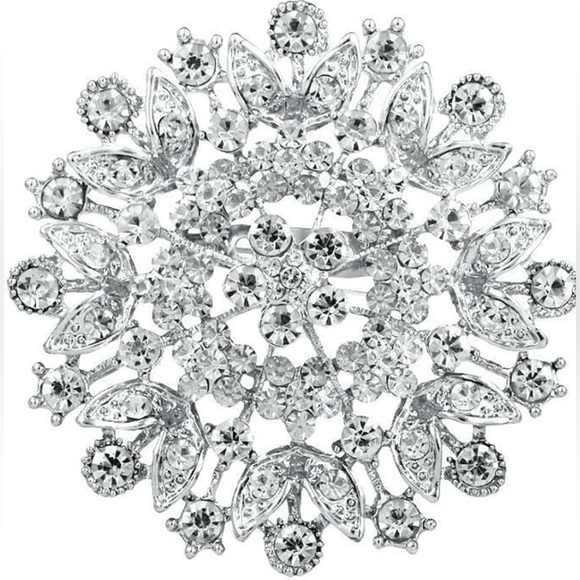 NEW EVER FAITH Austrian Crystal 2.5" Flower Star Starburst Luxury Pin Brooch - Picture 1 of 9